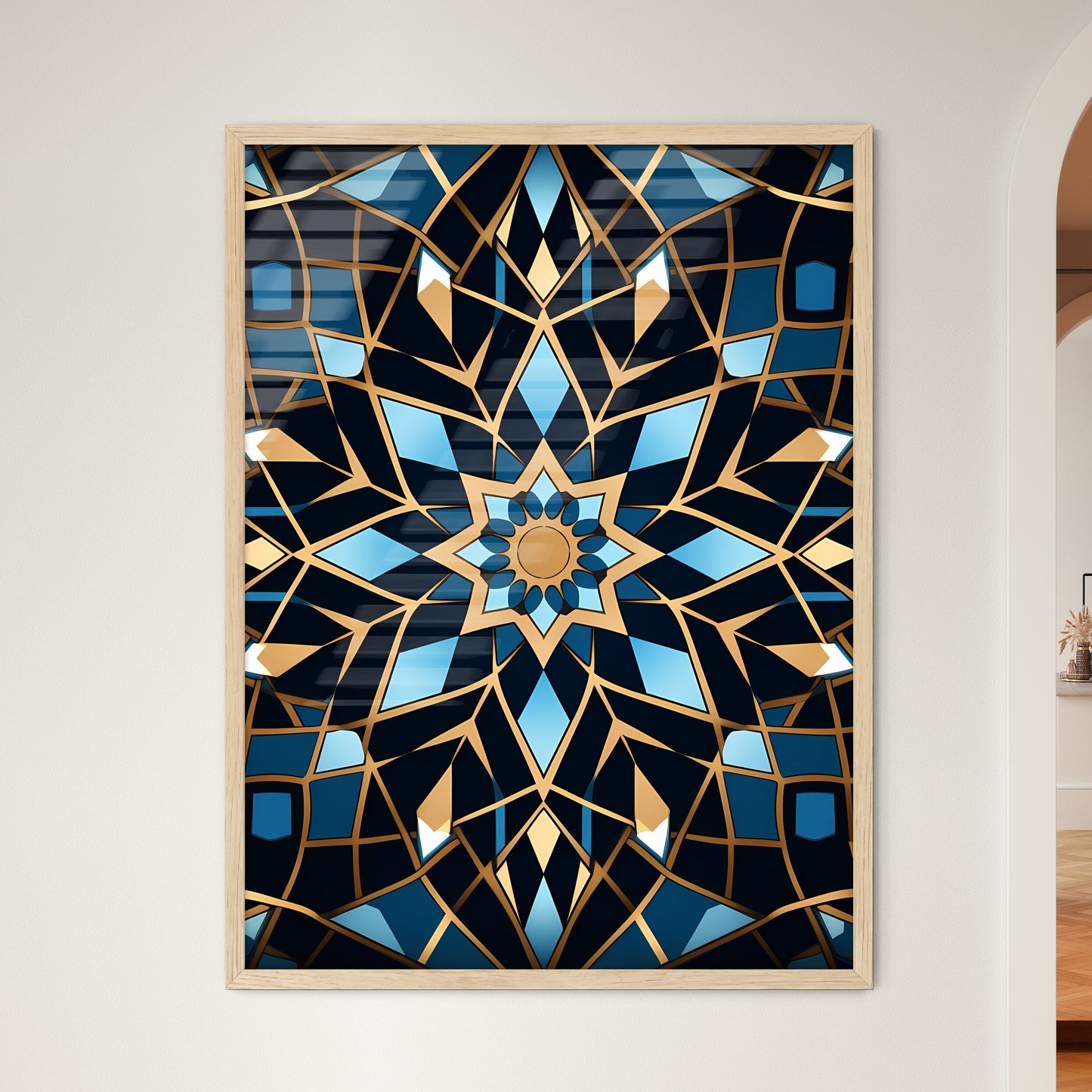 Blue And Gold Pattern Art Print Default Title