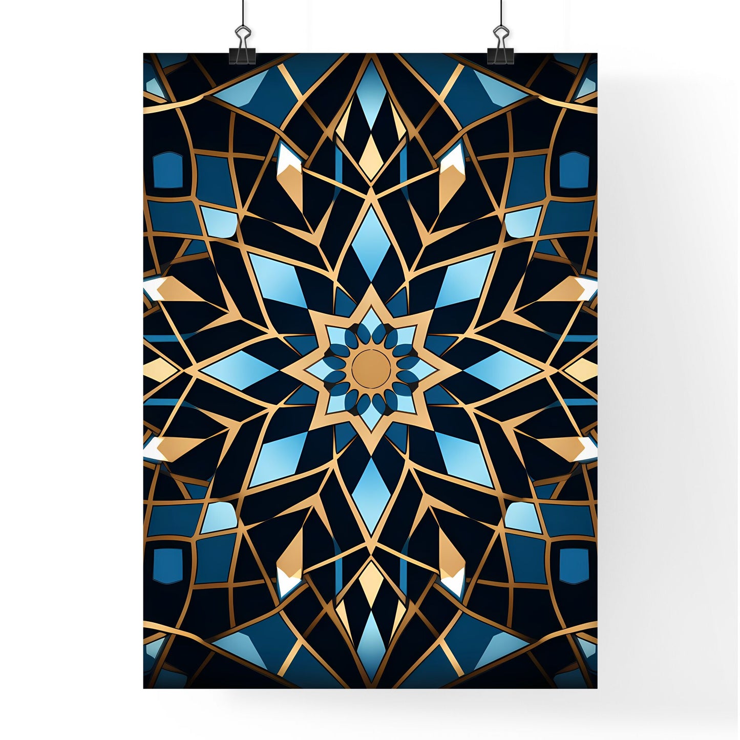 Blue And Gold Pattern Art Print Default Title