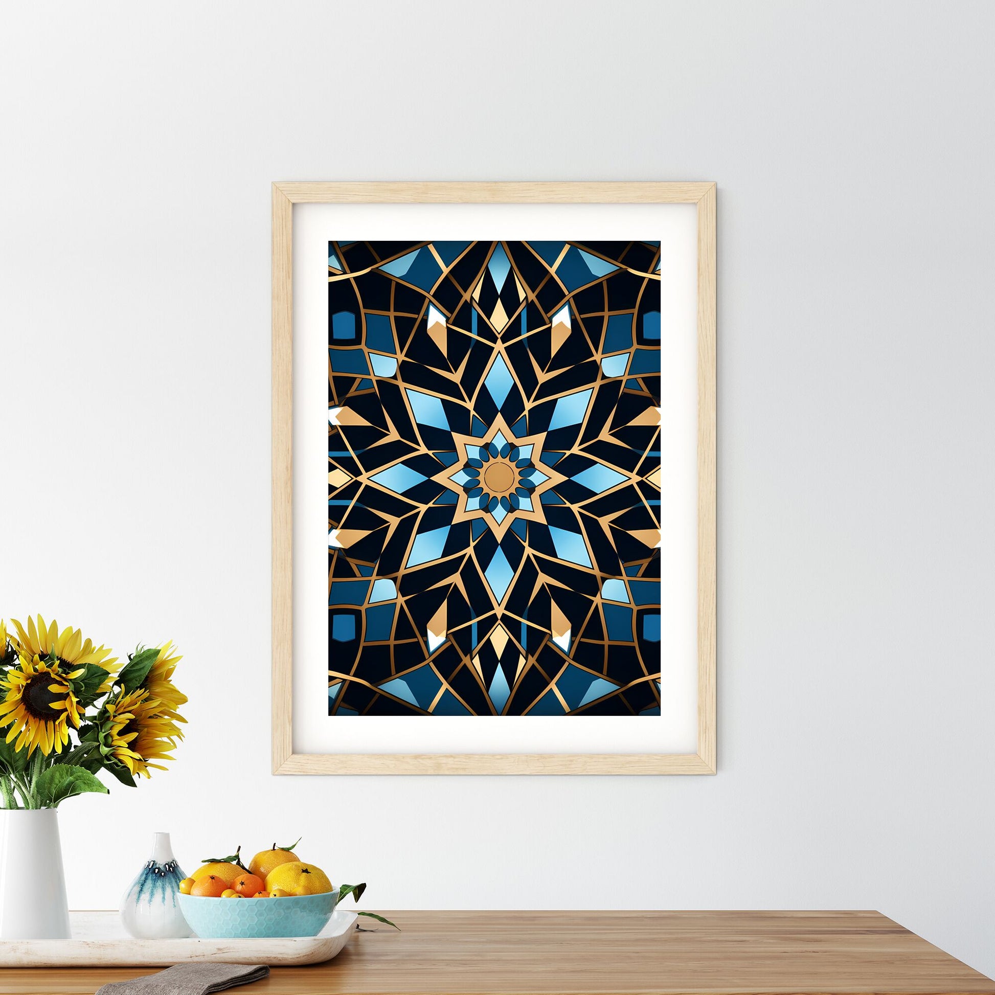 Blue And Gold Pattern Art Print Default Title