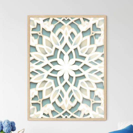 White And Blue Pattern Art Print Default Title