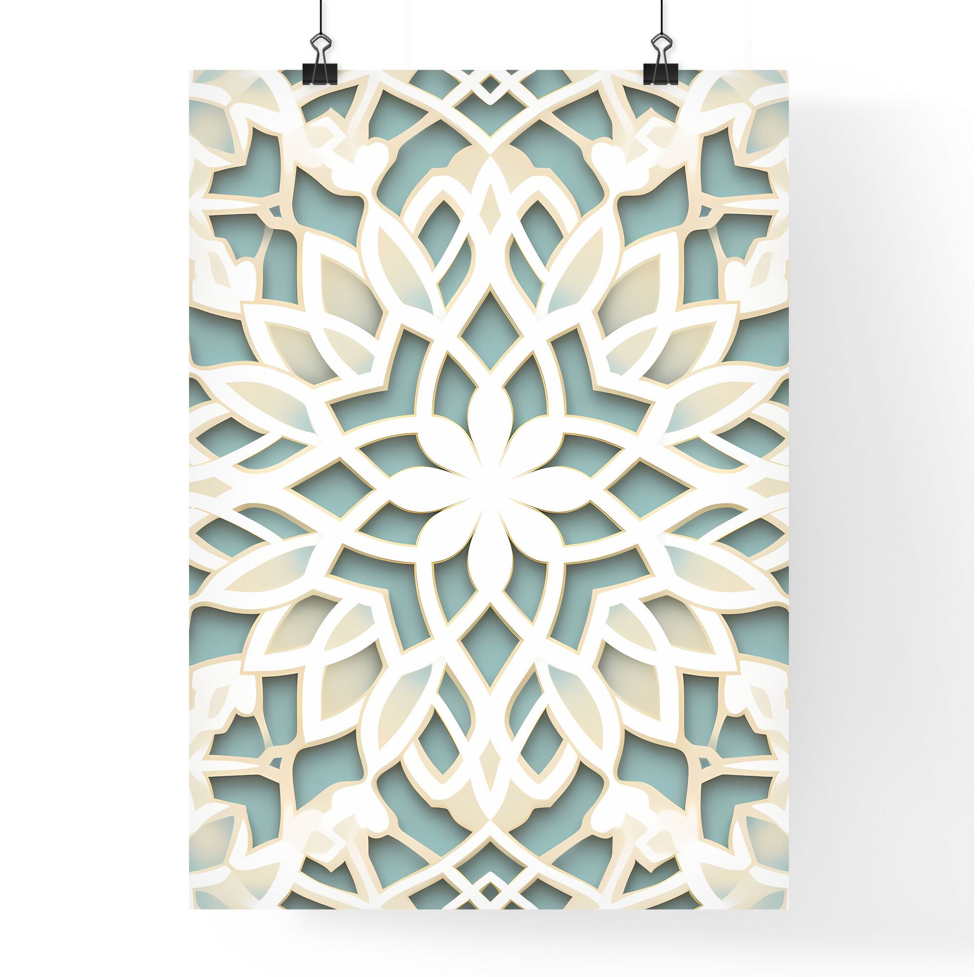 White And Blue Pattern Art Print Default Title