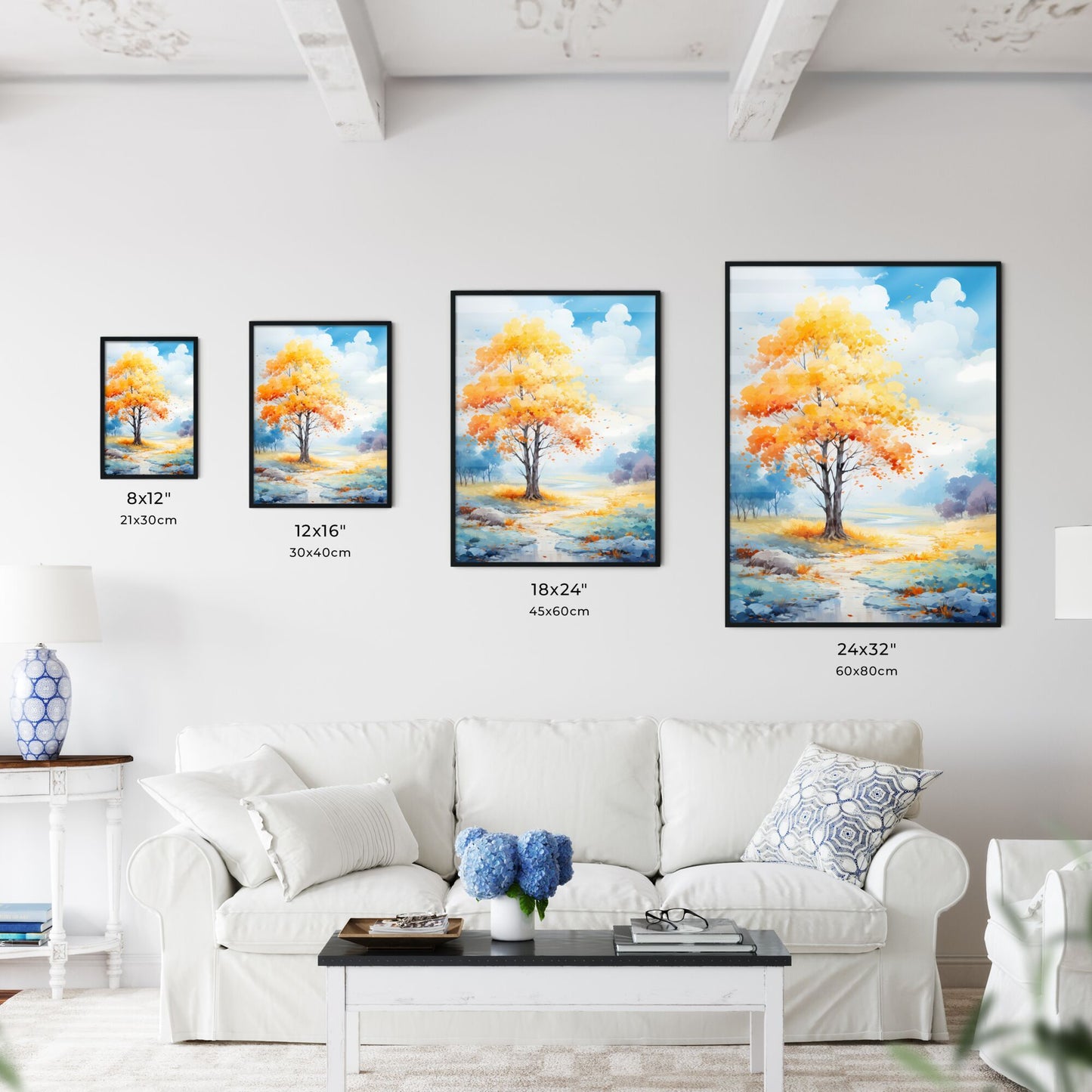 Painting Of A Tree With Orange Leaves Art Print Default Title