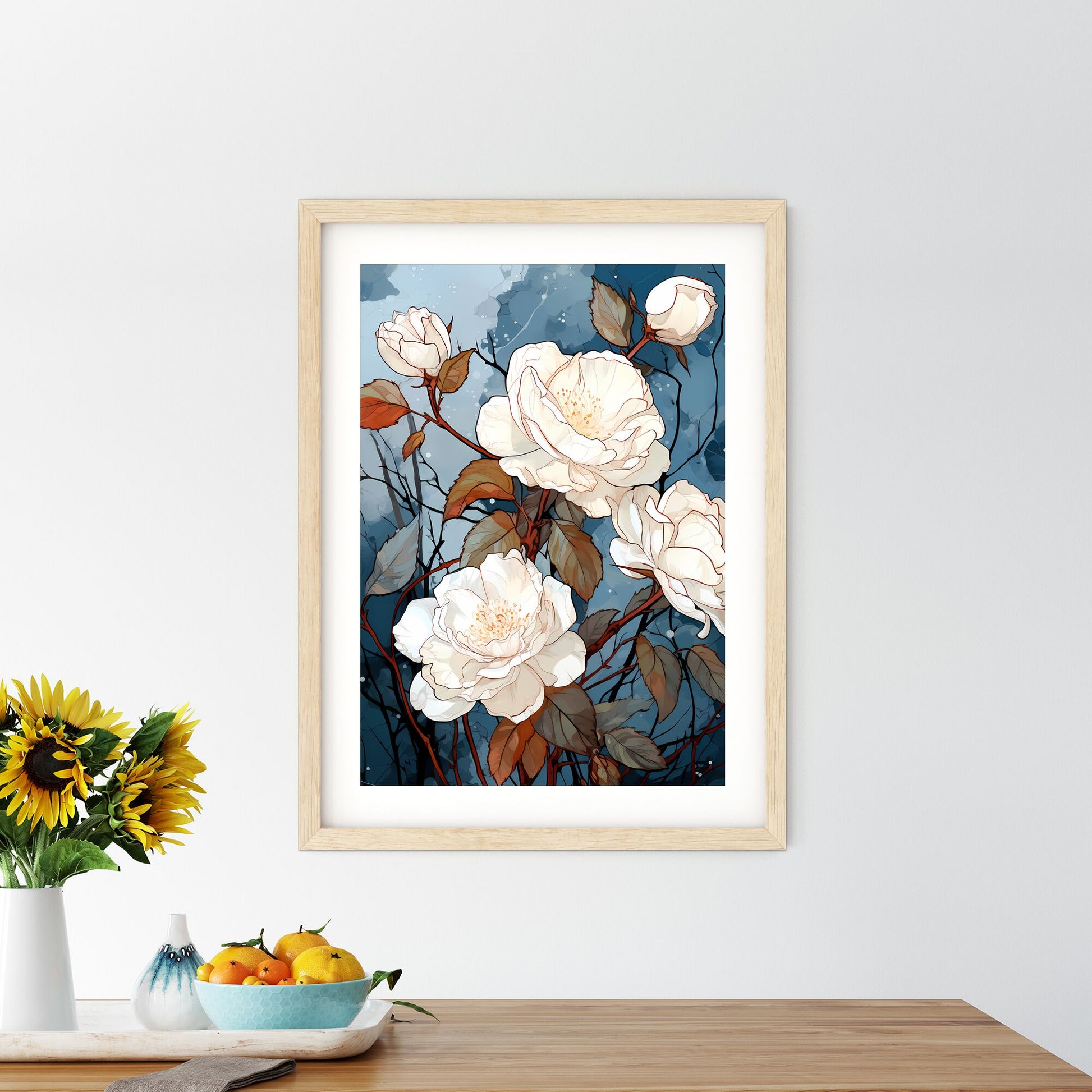 White Flowers On A Branch Art Print Default Title