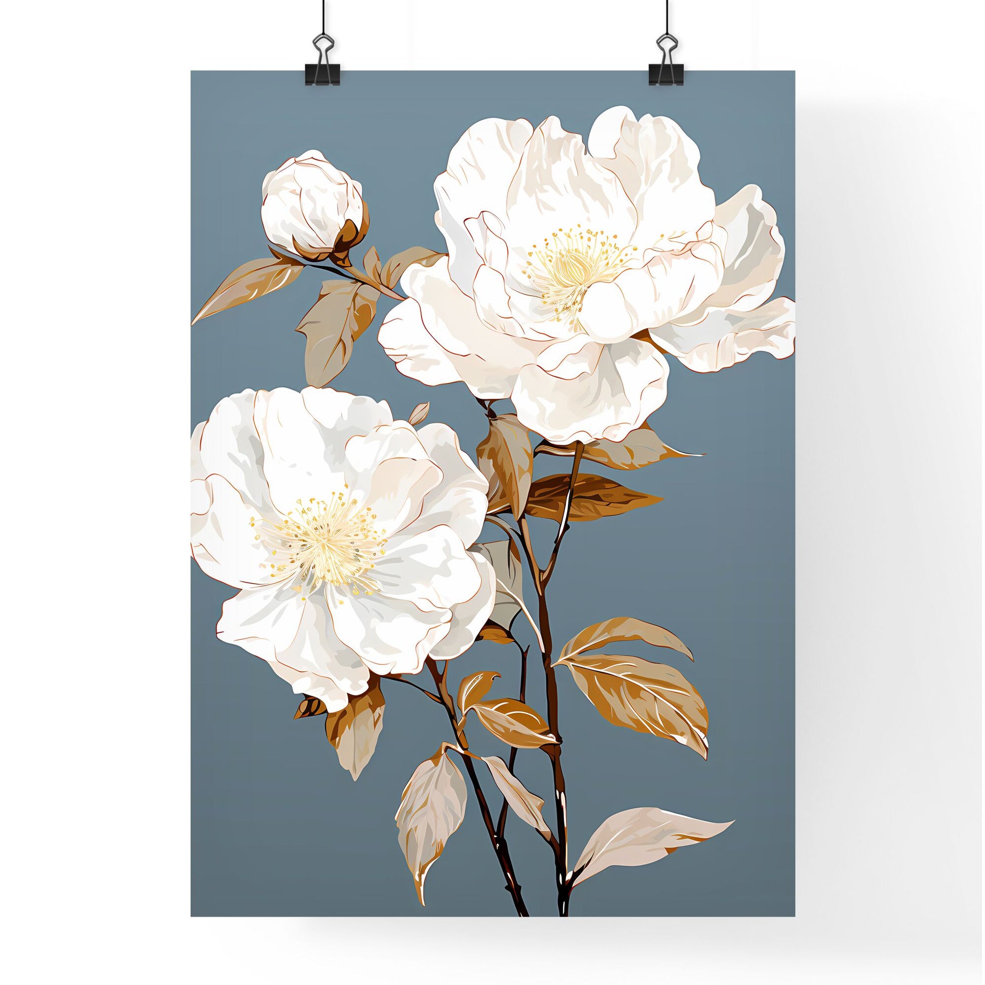 White Flowers On A Plant Art Print Default Title