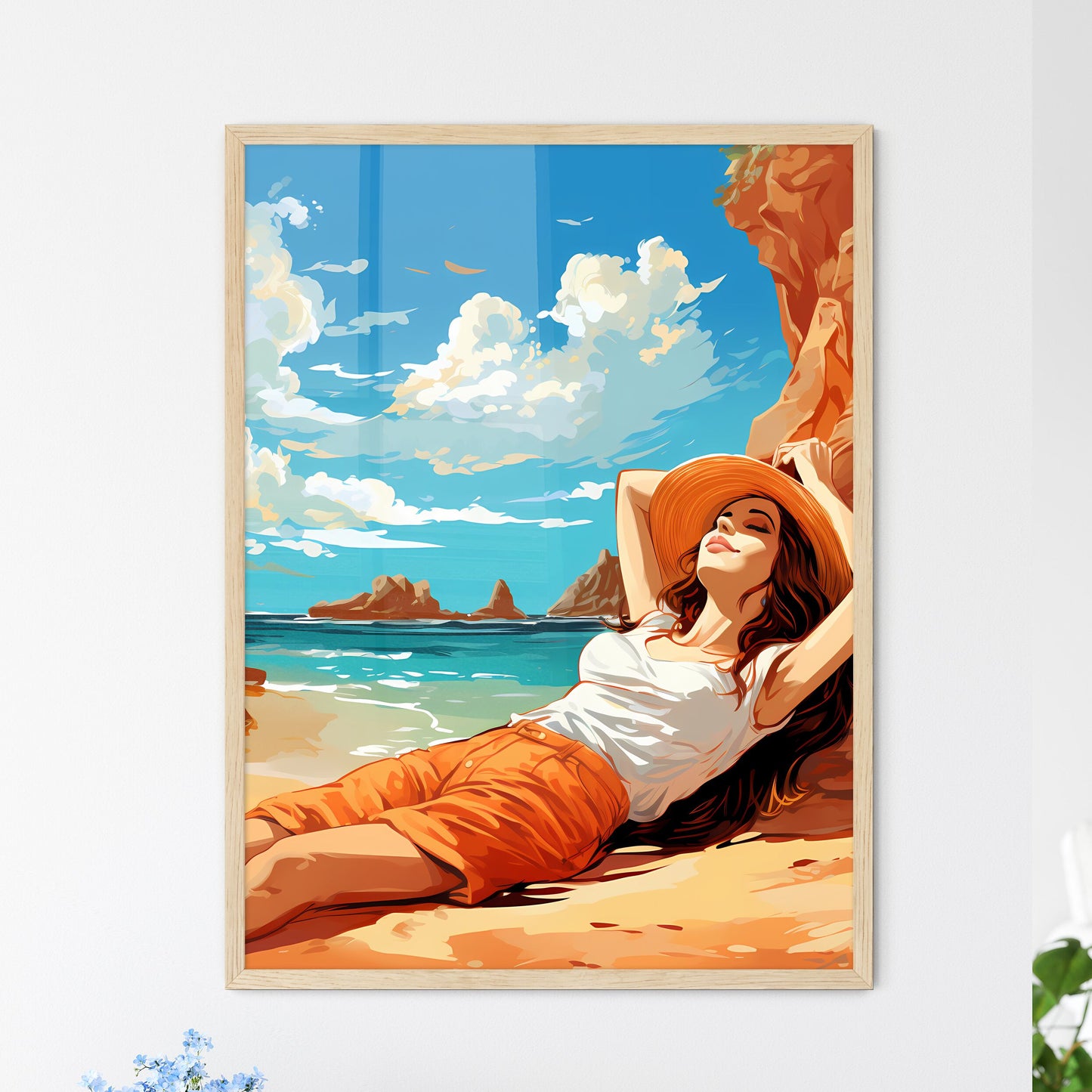 Woman Lying On A Beach Art Print Default Title