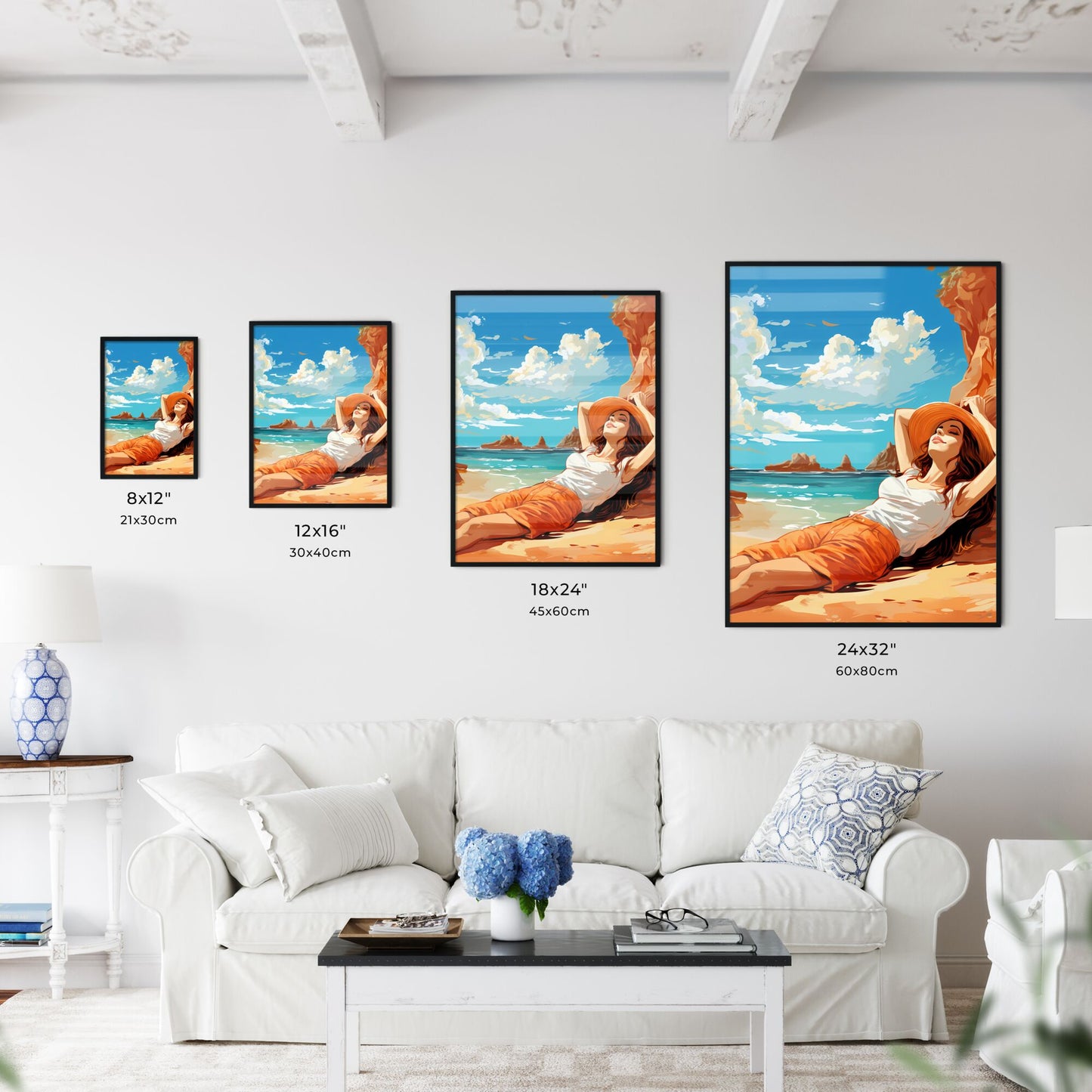 Woman Lying On A Beach Art Print Default Title