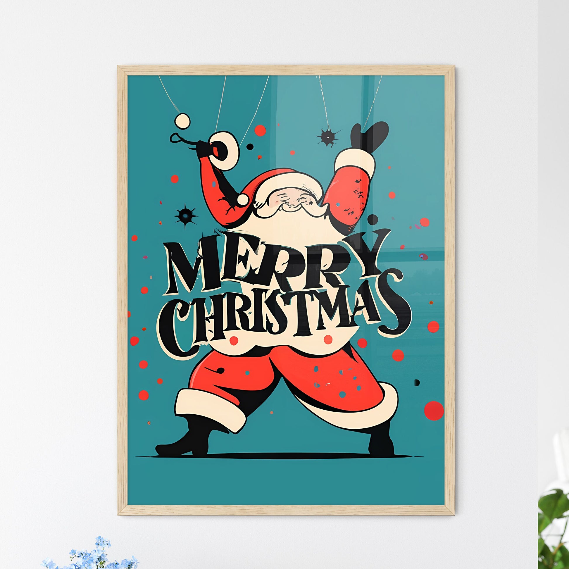 Merry Christmas - A Santa Claus Holding A String Art Print Default Title