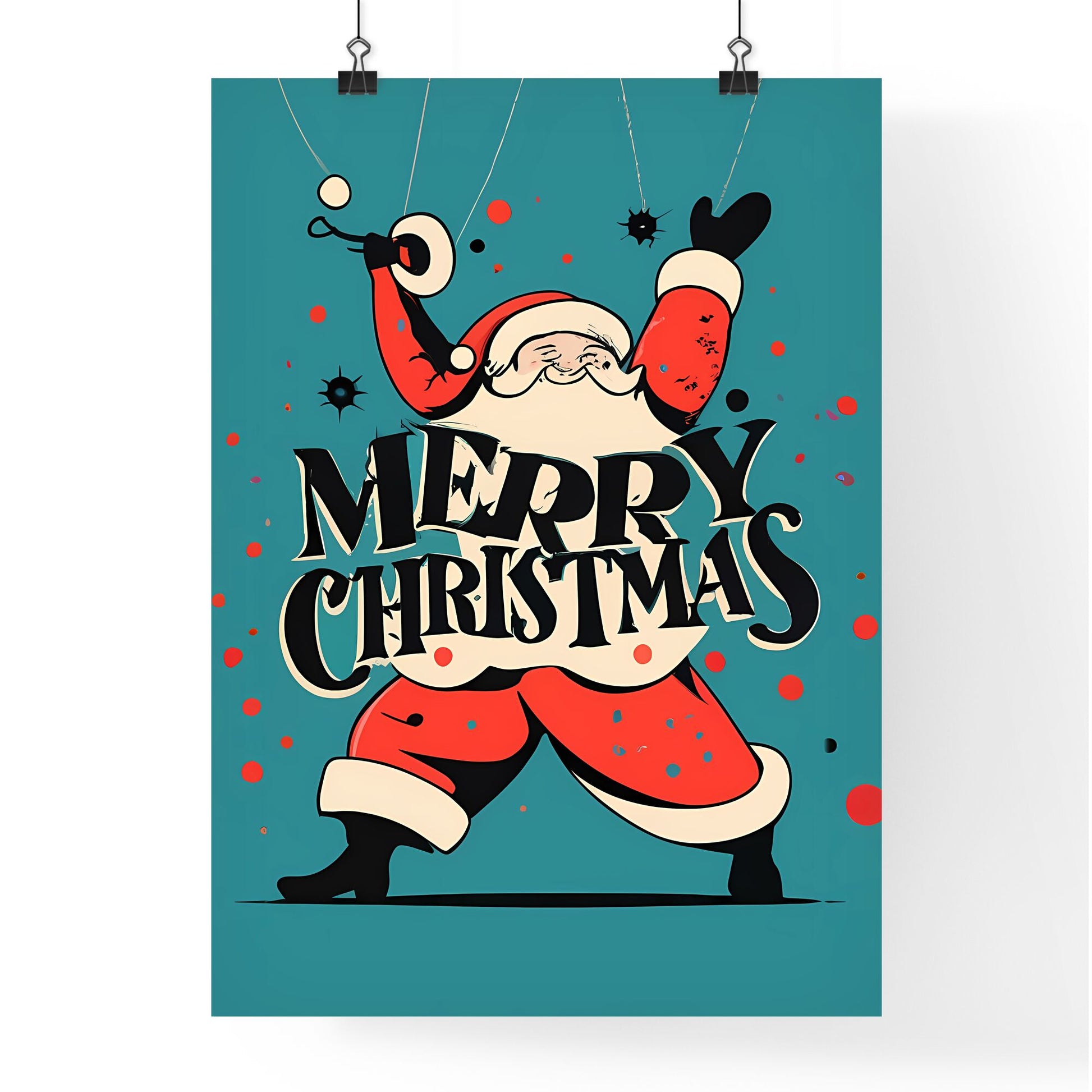 Merry Christmas - A Santa Claus Holding A String Art Print Default Title