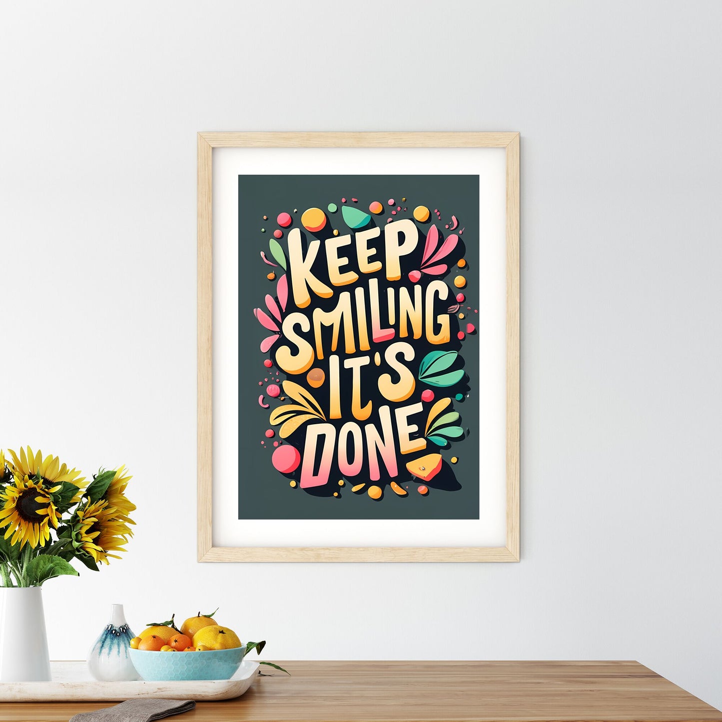 Keep Smiling, Its Done - A Colorful Text On A Black Background Art Print Default Title
