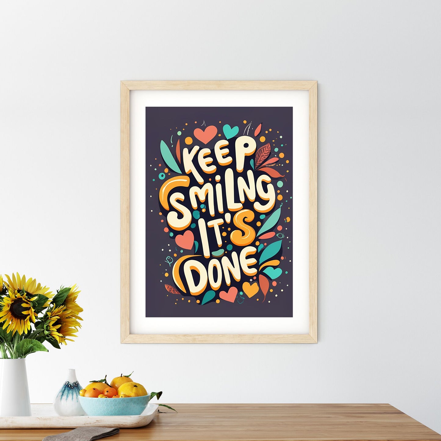 Keep Smiling, Its Done - A Colorful Text On A Purple Background Art Print Default Title