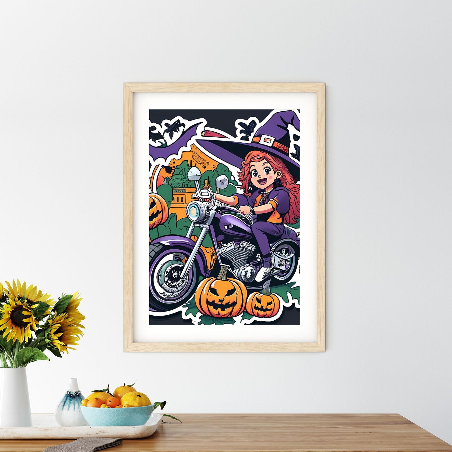 My Witch - A Cartoon Of A Person Riding A Motorcycle Art Print Default Title