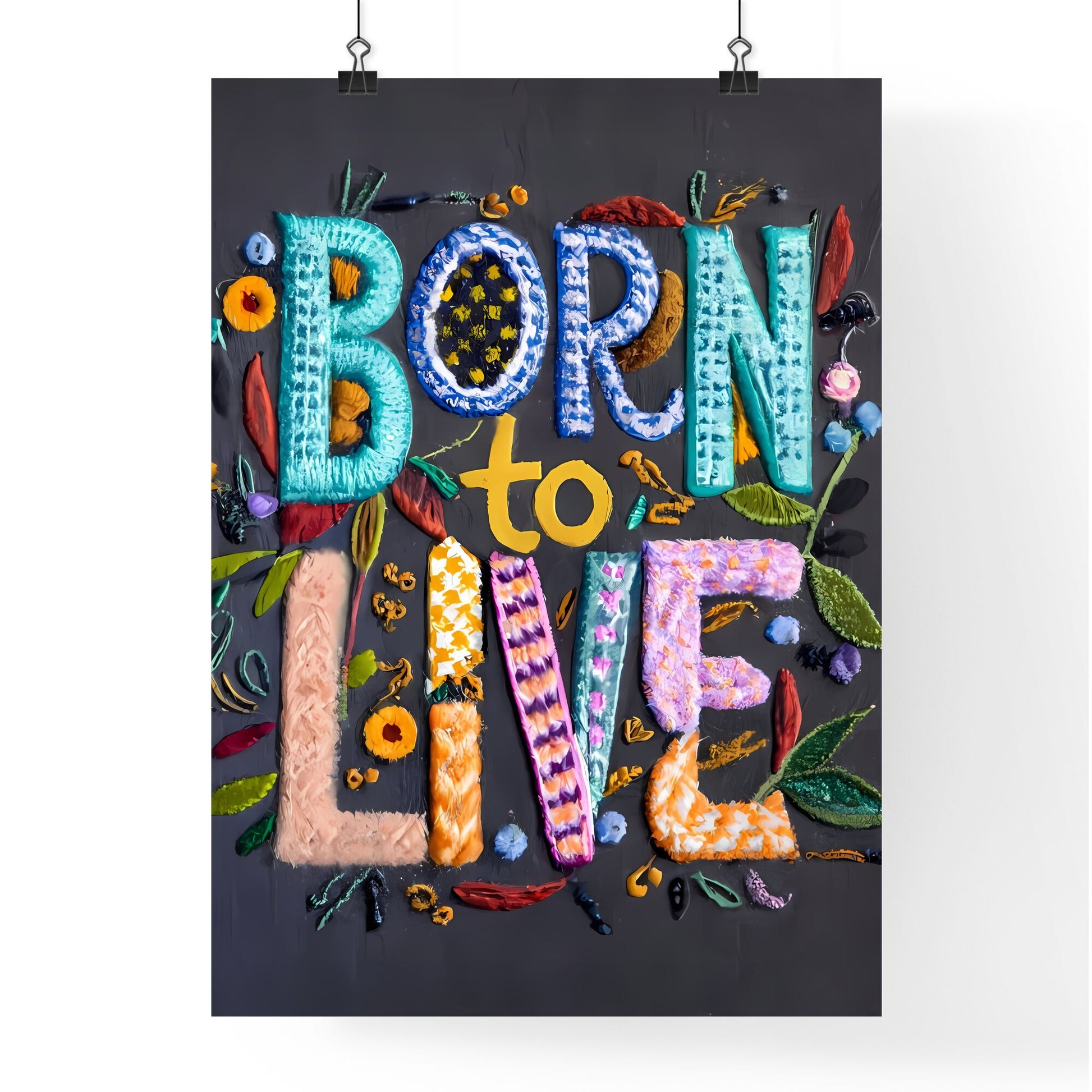 Born To Live - A Text On A Black Background Art Print Default Title