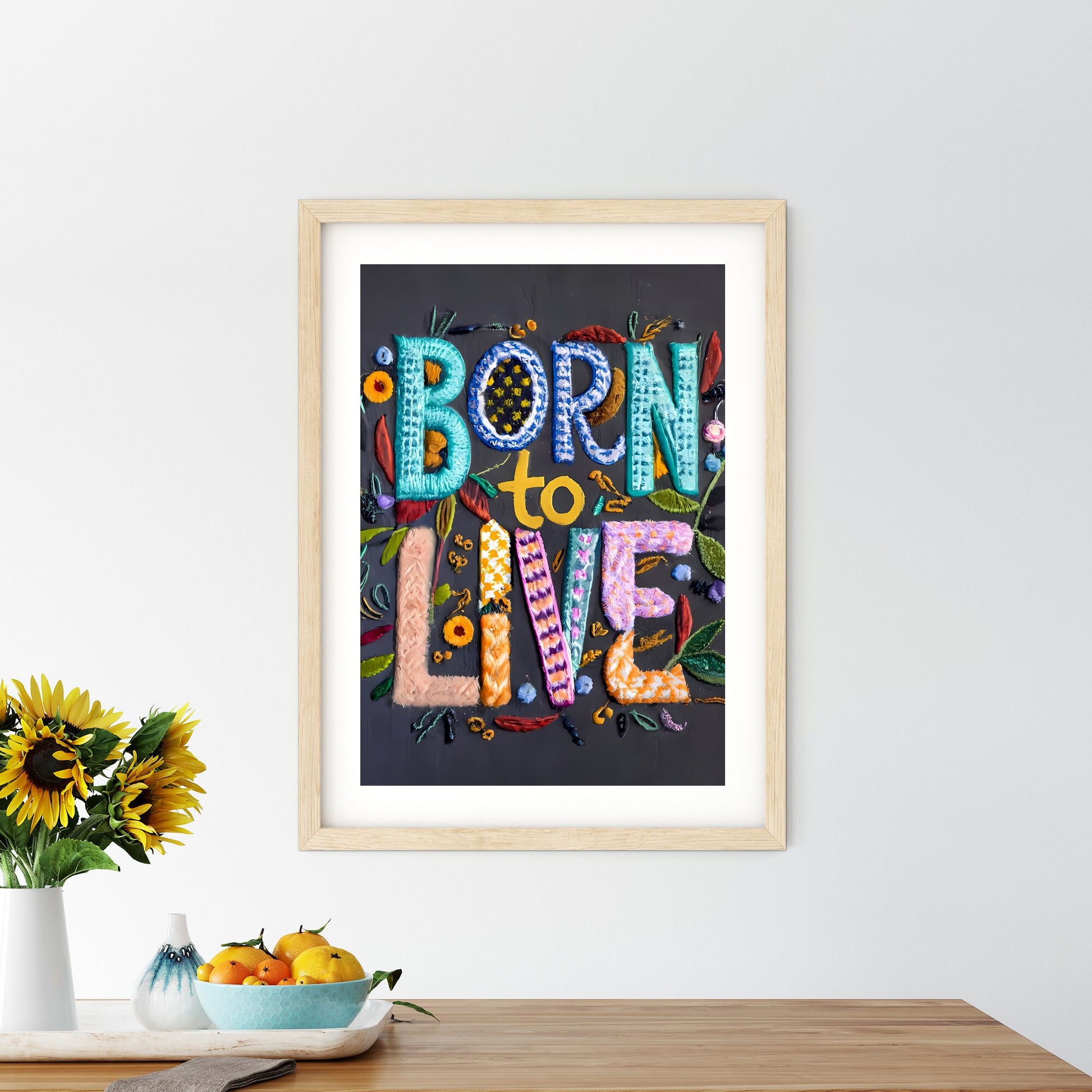 Born To Live - A Text On A Black Background Art Print Default Title