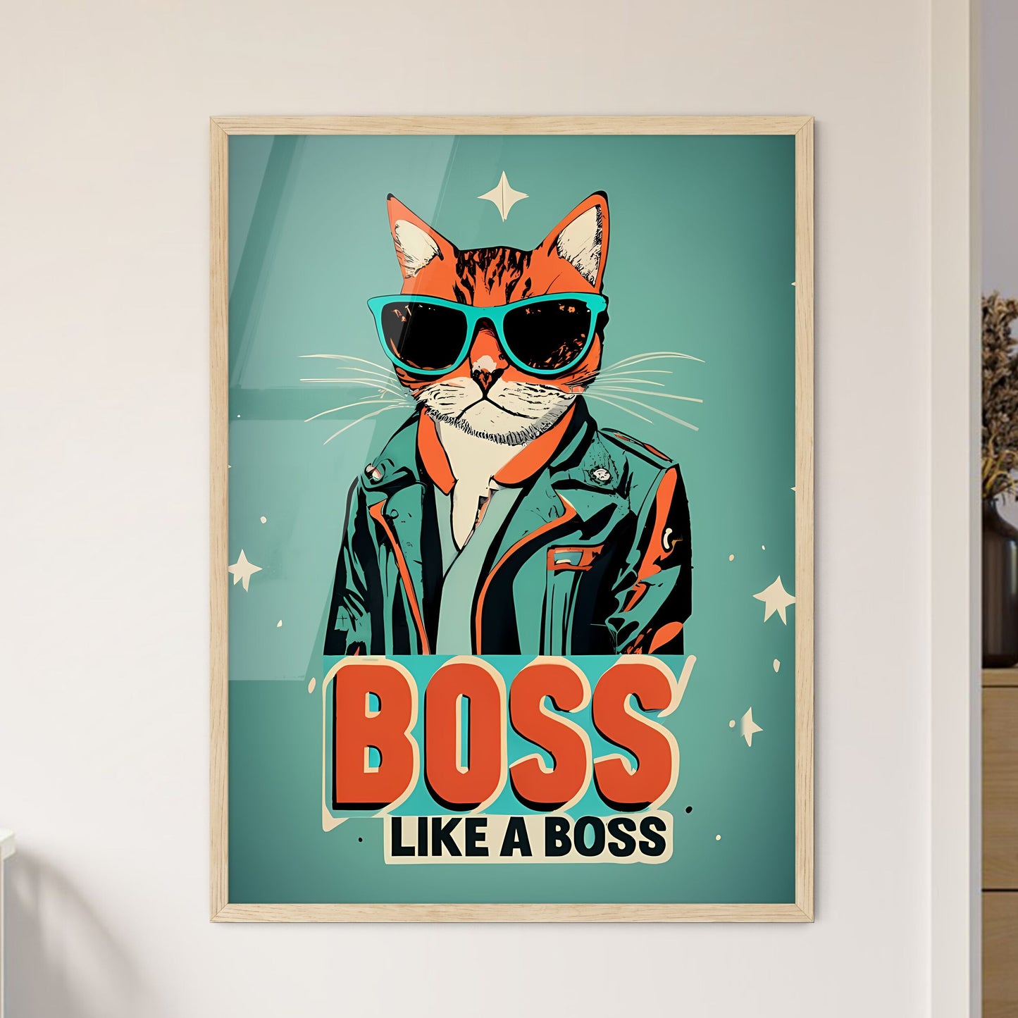 Boss Like A Boss - A Cat Wearing Sunglasses And A Jacket Art Print Default Title