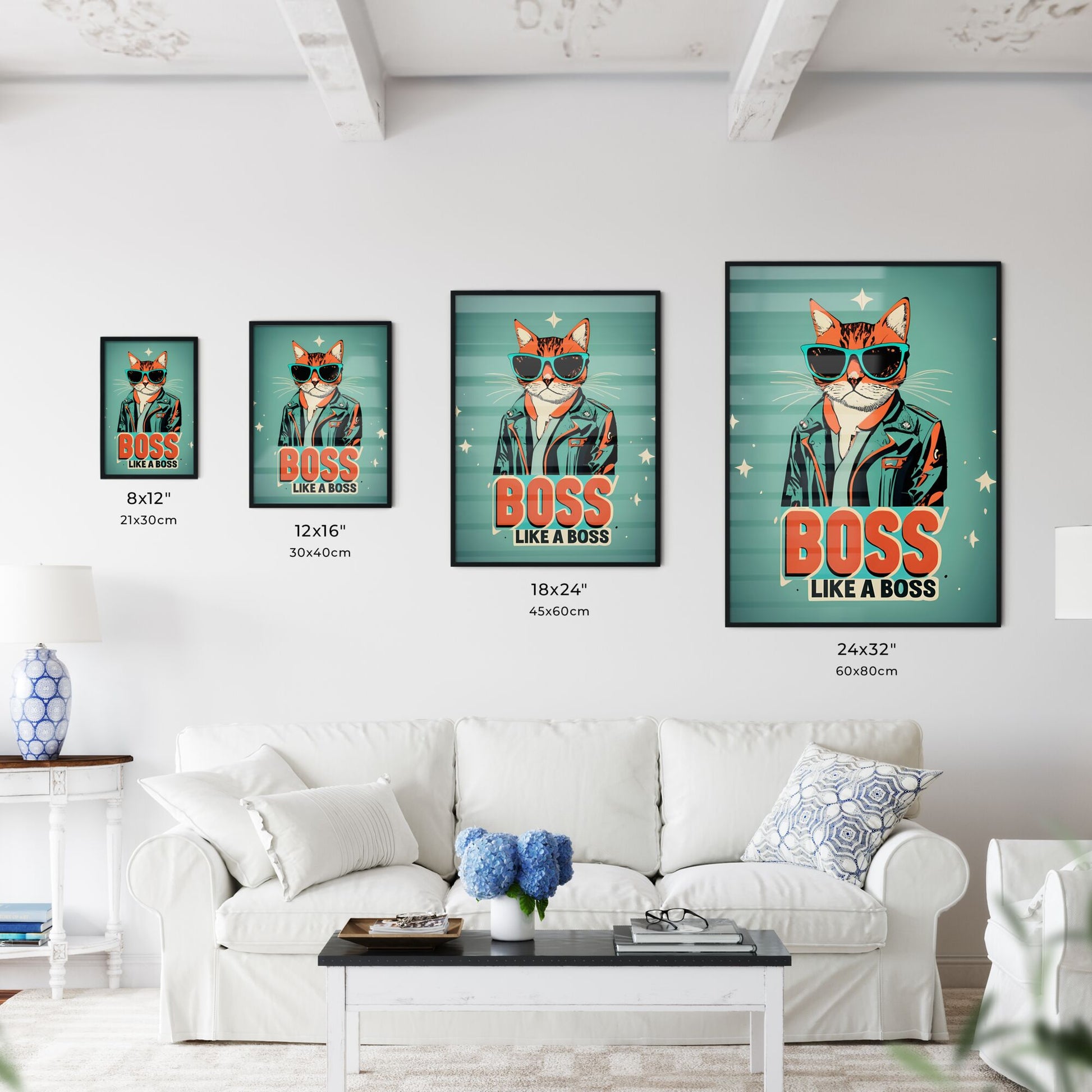 Boss Like A Boss - A Cat Wearing Sunglasses And A Jacket Art Print Default Title