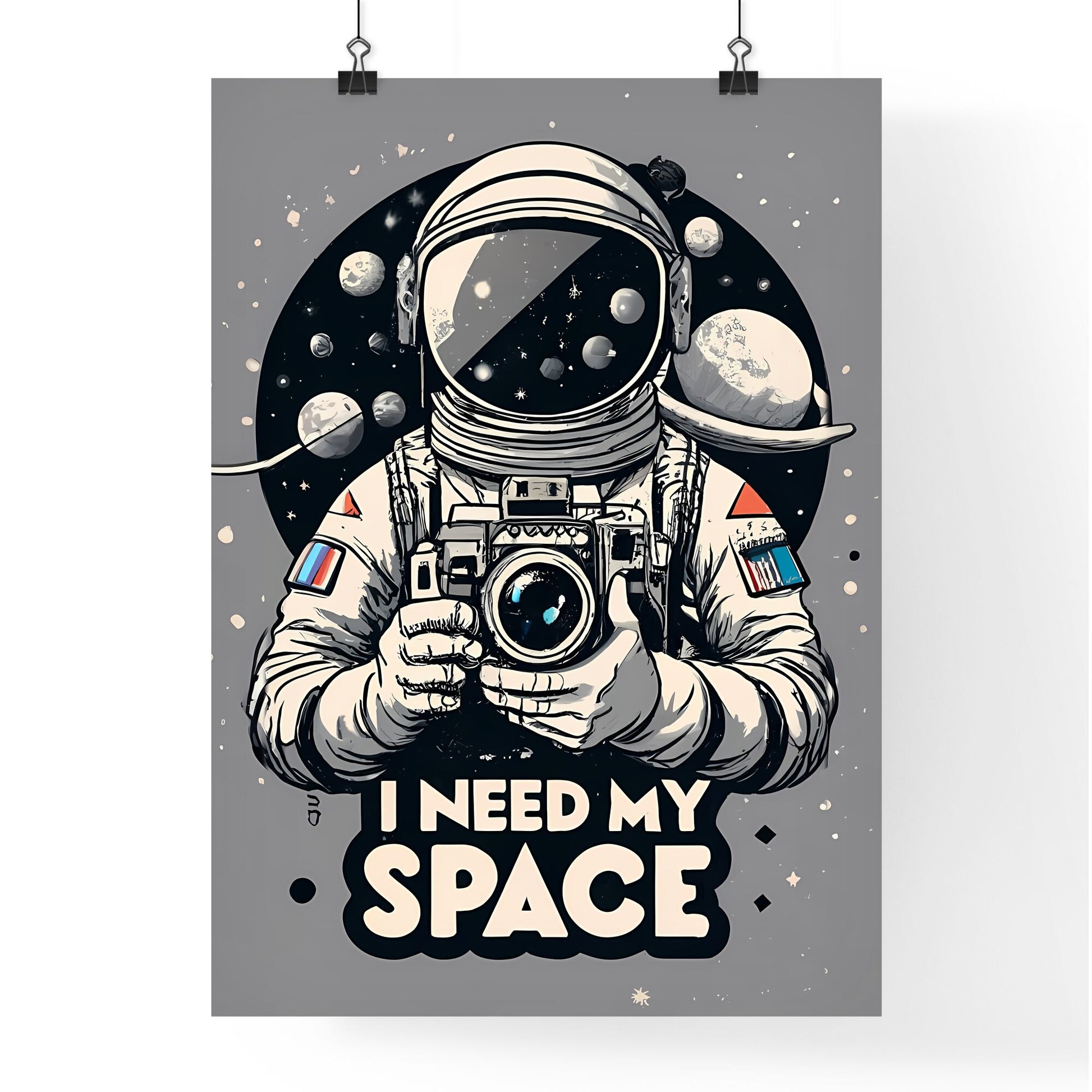 I Need My Space - A Person In An Astronaut Suit Holding A Camera Art Print Default Title