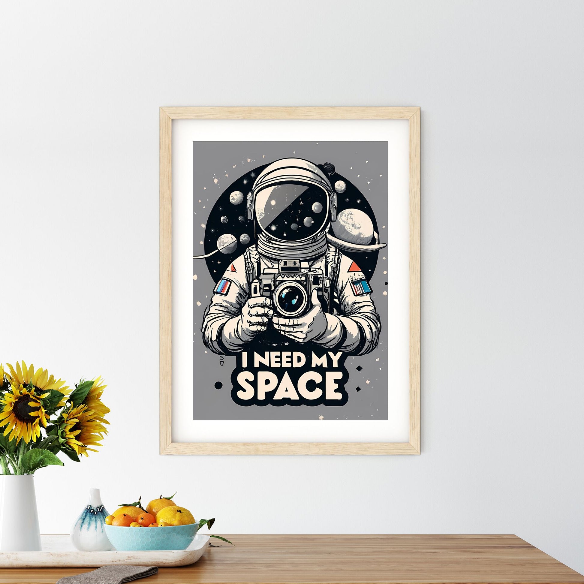 I Need My Space - A Person In An Astronaut Suit Holding A Camera Art Print Default Title