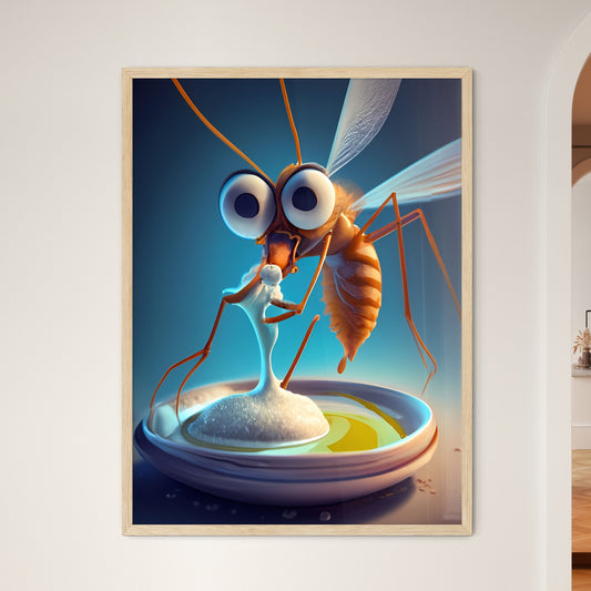 A Cartoon Of A Mosquito Eating A White Object Art Print Default Title