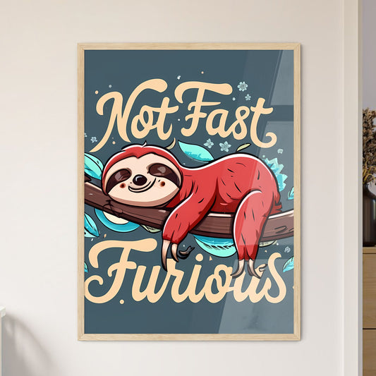 Not Fast, Not Furious - A Cartoon Sloth Sleeping On A Branch Art Print Default Title