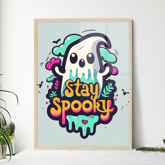 Stay Spooky - A Cartoon Character With Text Art Print Default Title