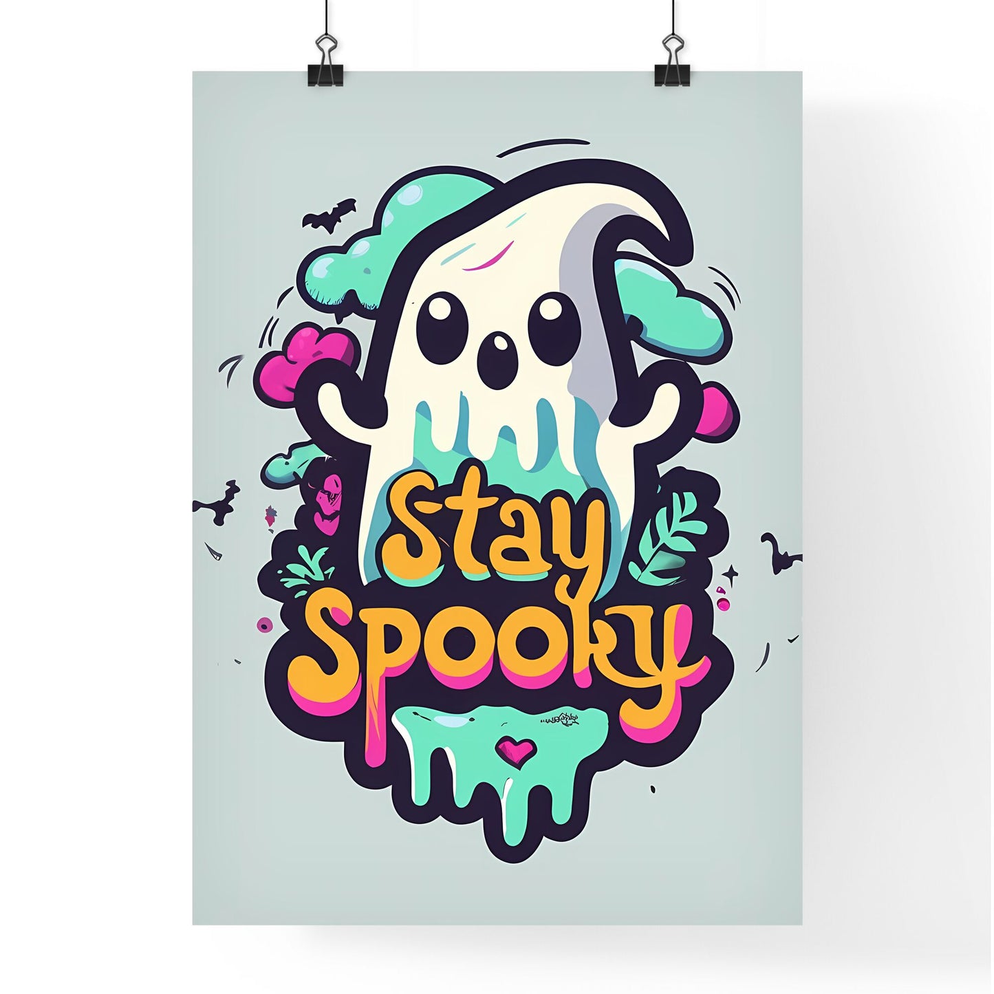 Stay Spooky - A Cartoon Character With Text Art Print Default Title