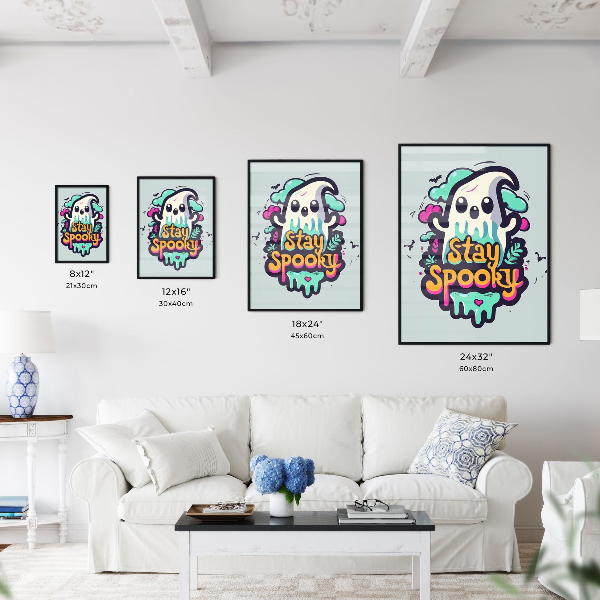 Stay Spooky - A Cartoon Character With Text Art Print Default Title