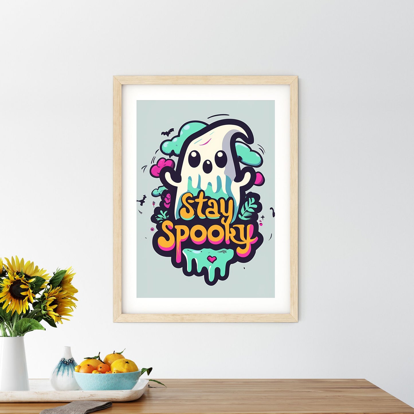 Stay Spooky - A Cartoon Character With Text Art Print Default Title