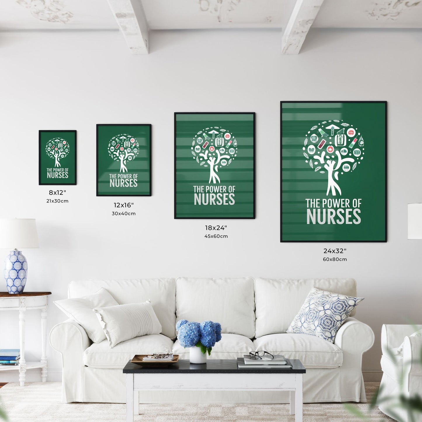 The Power Of Nurses - A Logo Of A Tree With White Text Art Print Default Title
