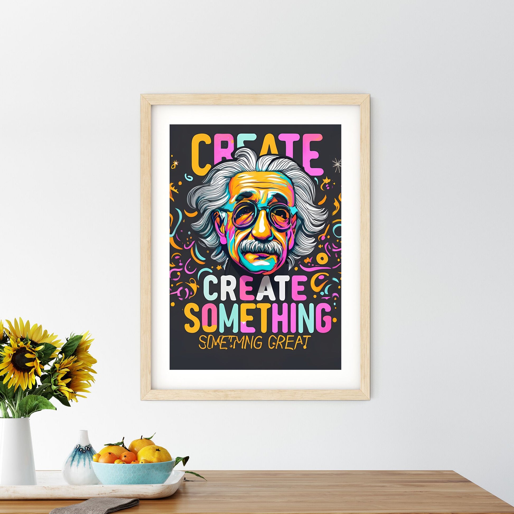 Create Something Great - A Man With White Hair And Glasses Art Print Default Title