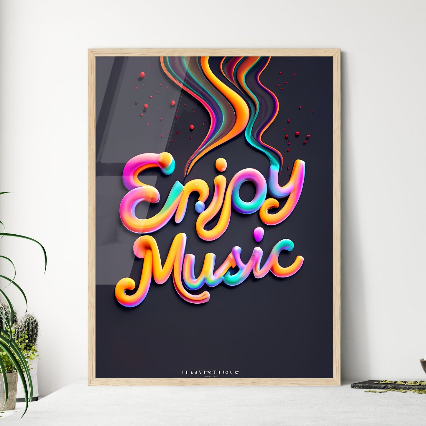 Enjoy Music - A Colorful Text With Smoke Com - Framed Art Print