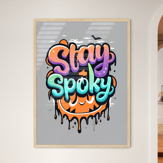 Stay Spooky - A Logo With A Smiley Face And Text Art Print Default Title