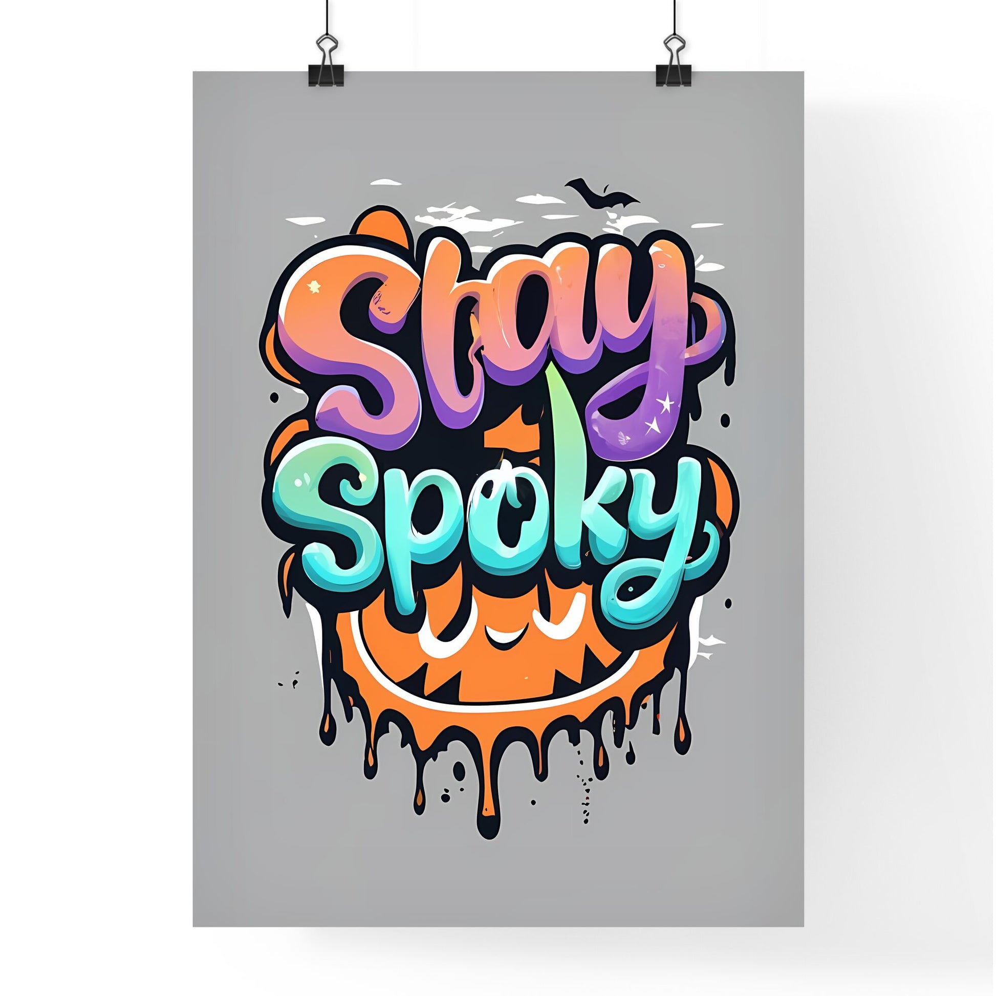 Stay Spooky - A Logo With A Smiley Face And Text Art Print Default Title