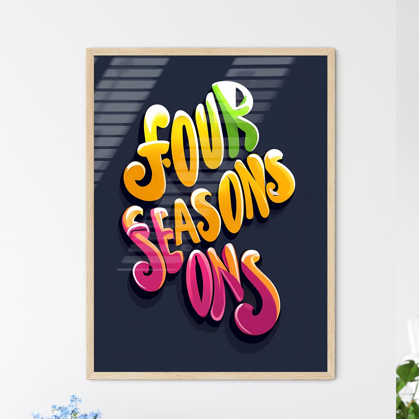 Four Seasons - A Colorful Text On A Dark Bac - Framed Art Print