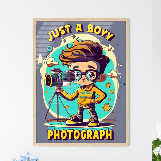 Just A Boy Photograph - A Cartoon Of A Boy Holding A Camera Art Print Default Title