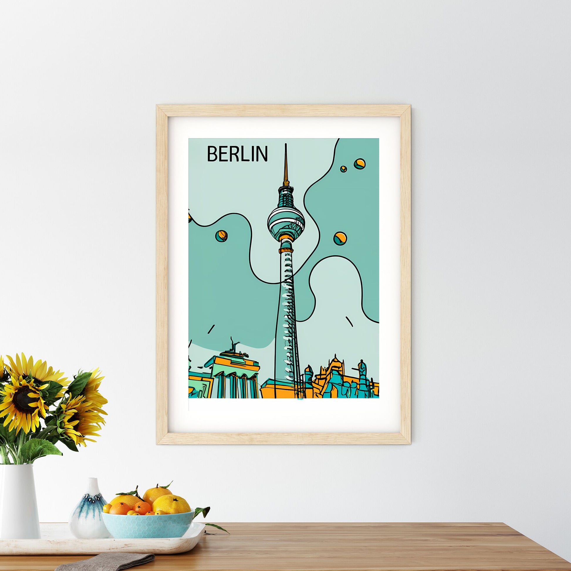 Berlin - A Drawing Of A Tall Tower Art Print Default Title