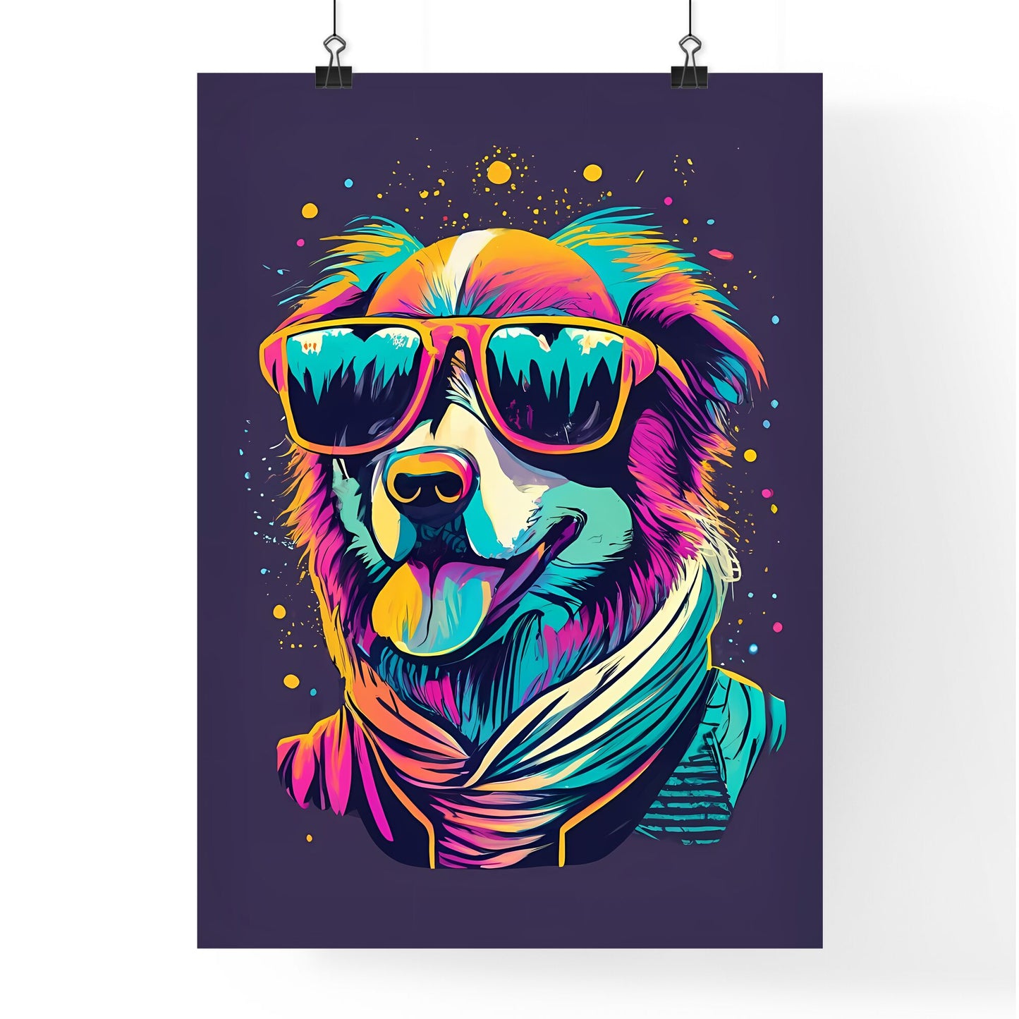 A Dog Wearing Sunglasses And Scarf Art Print Default Title