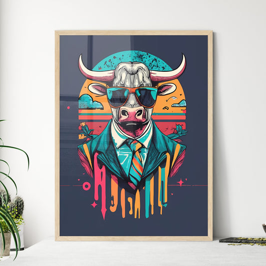 A Cow Wearing Sunglasses And A Suit Art Print Default Title