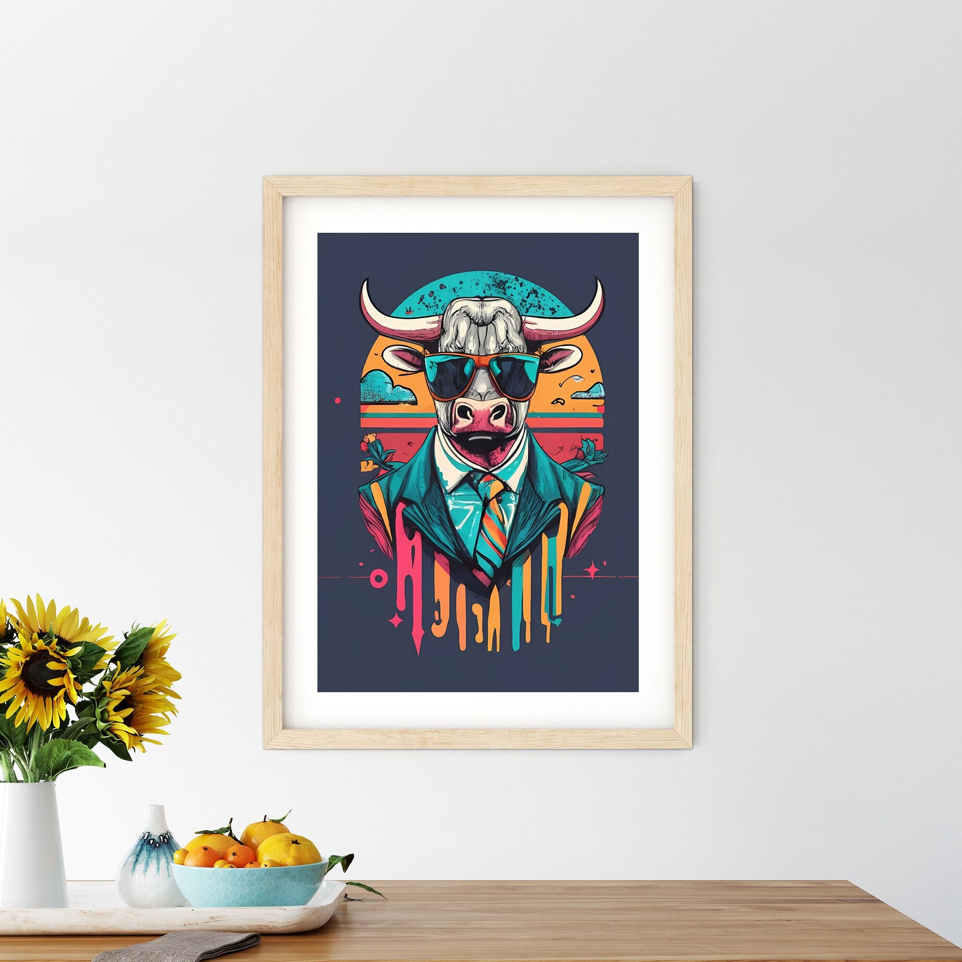 A Cow Wearing Sunglasses And A Suit Art Print Default Title