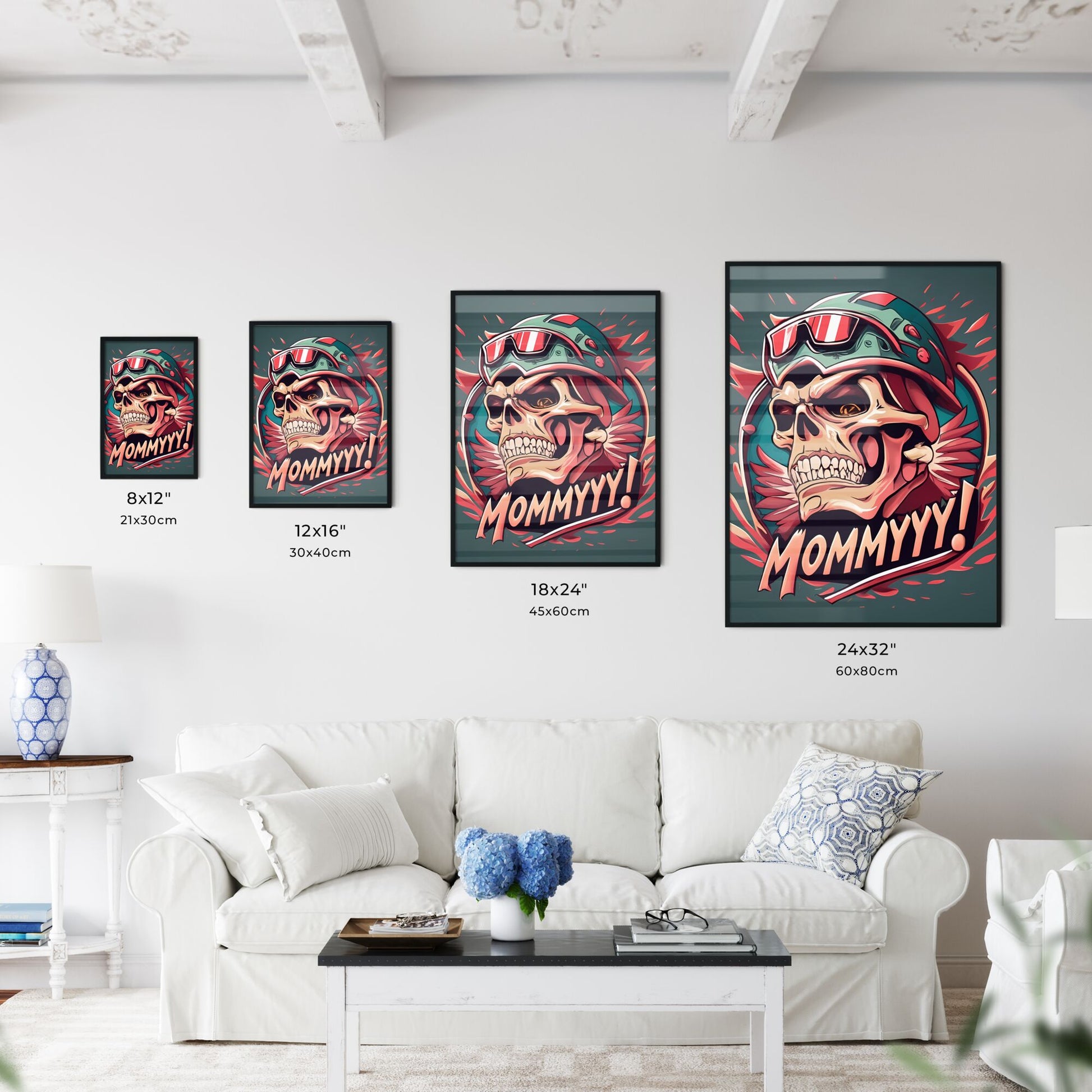 Mommyyy! - A Skull Wearing A Helmet And Sunglasses Art Print Default Title