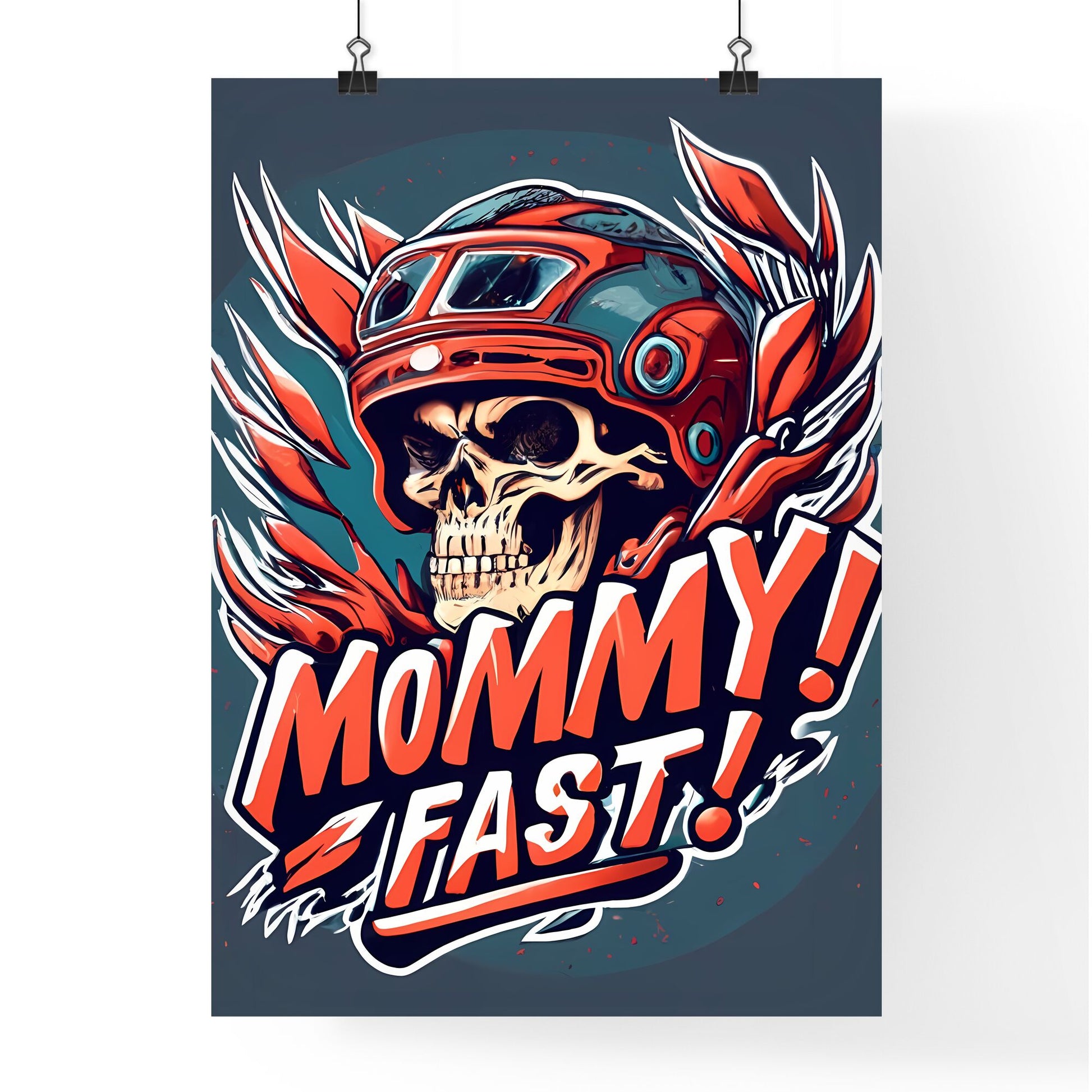 Mommy! Fast! - A Skull Wearing A Helmet Art Print Default Title