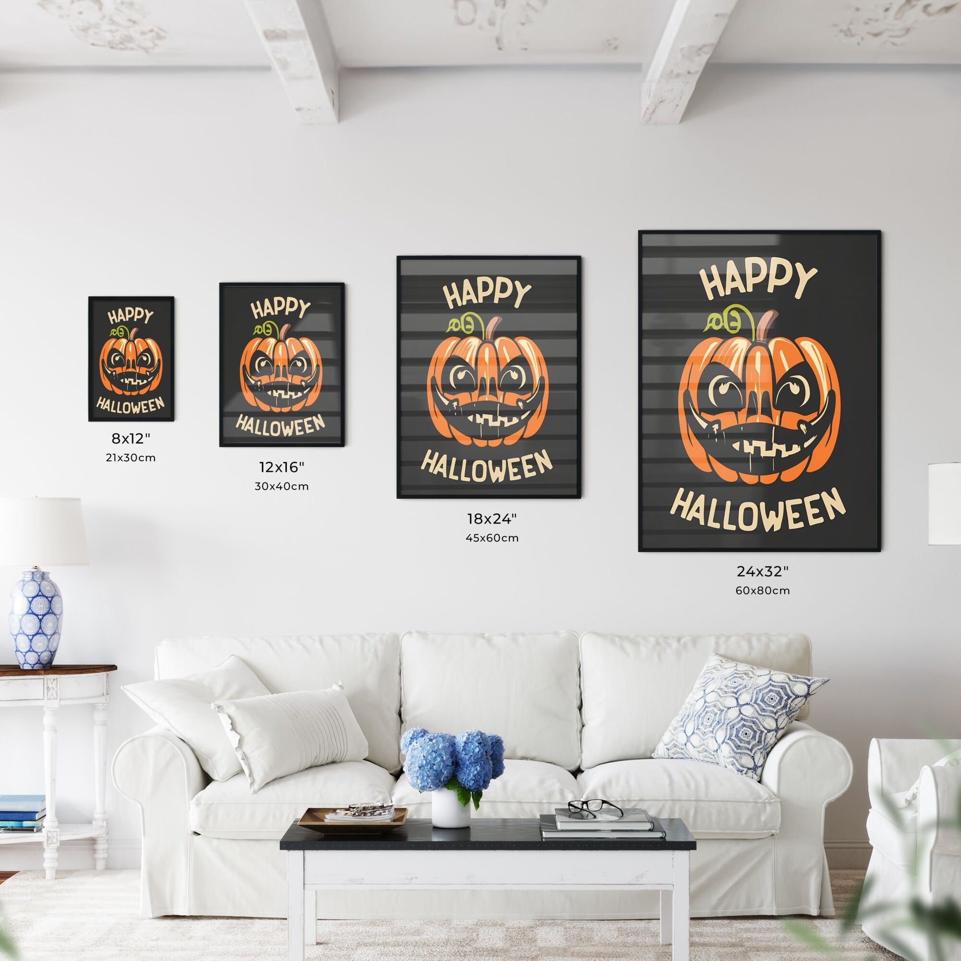 Happy Halloween - A Pumpkin With A Face On It Art Print Default Title