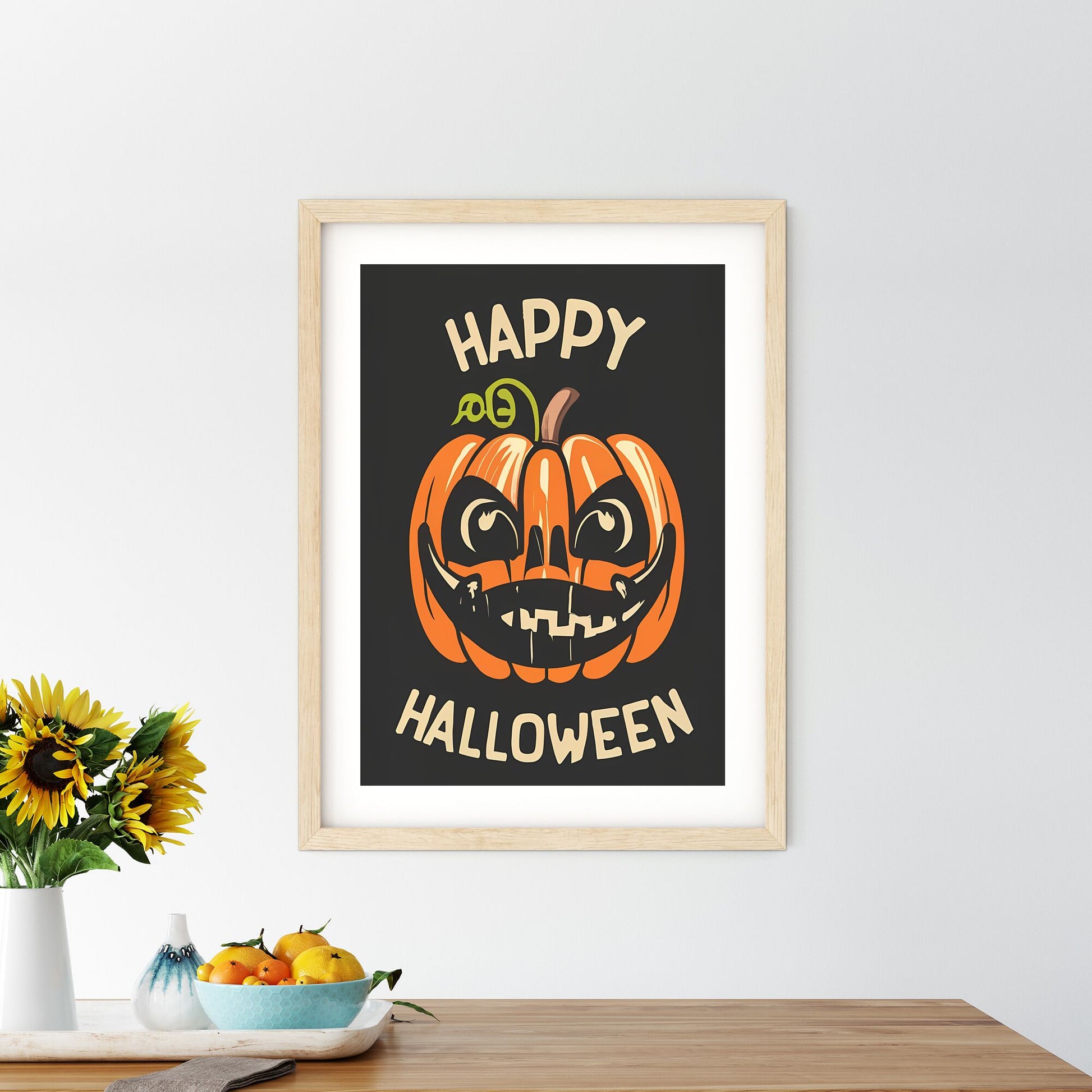 Happy Halloween - A Pumpkin With A Face On It Art Print Default Title