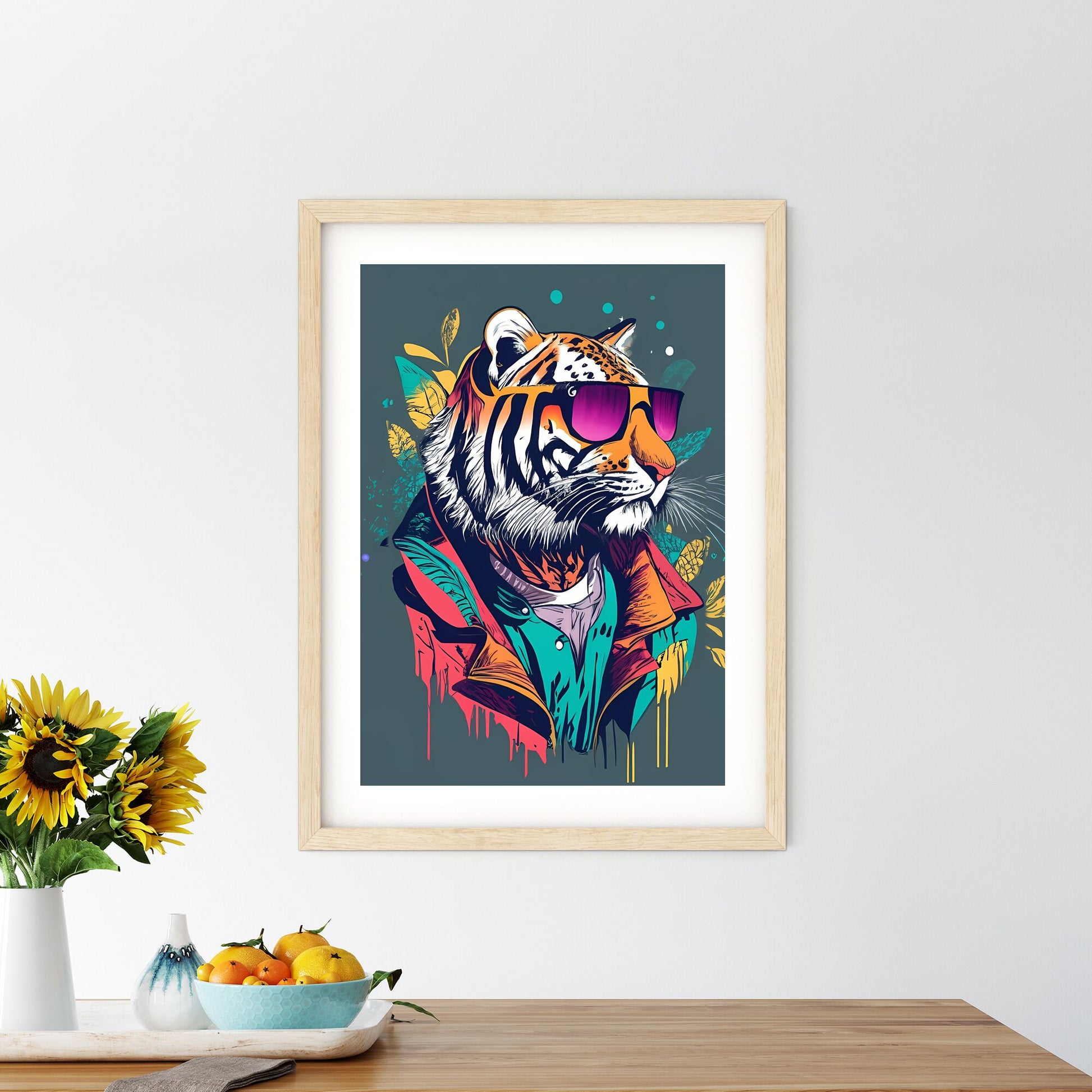 A Tiger Wearing Sunglasses Art Print Default Title