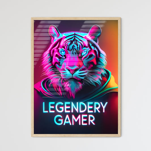 Legendary Gamer - A Tiger With Neon Lights Art Print Default Title