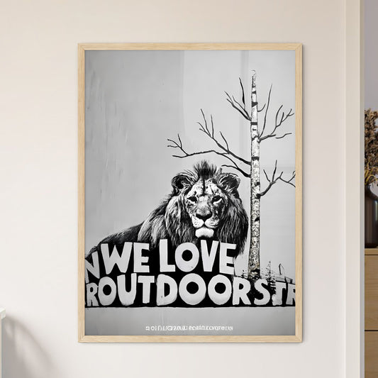 We Love Outdoors - A Lion And A Tree Art Print Default Title