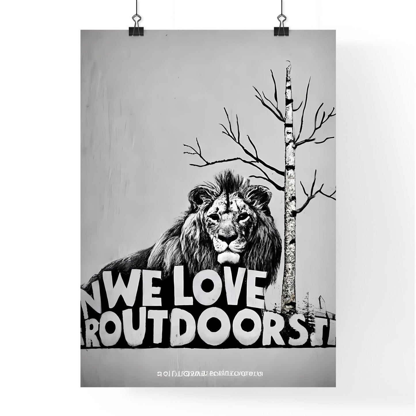 We Love Outdoors - A Lion And A Tree Art Print Default Title