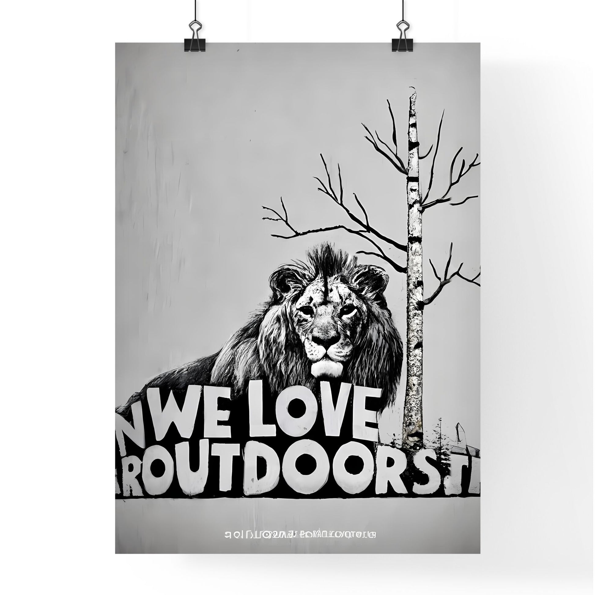 We Love Outdoors - A Lion And A Tree Art Print Default Title