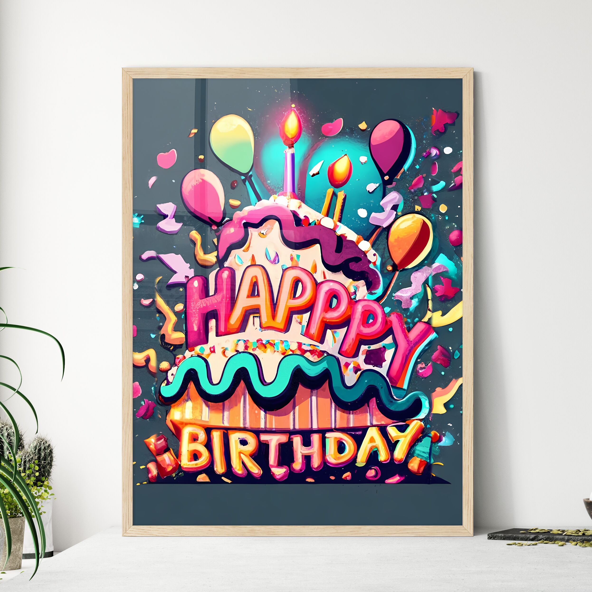 Vintage birthday poster template, cake | Premium PSD Template - rawpixel