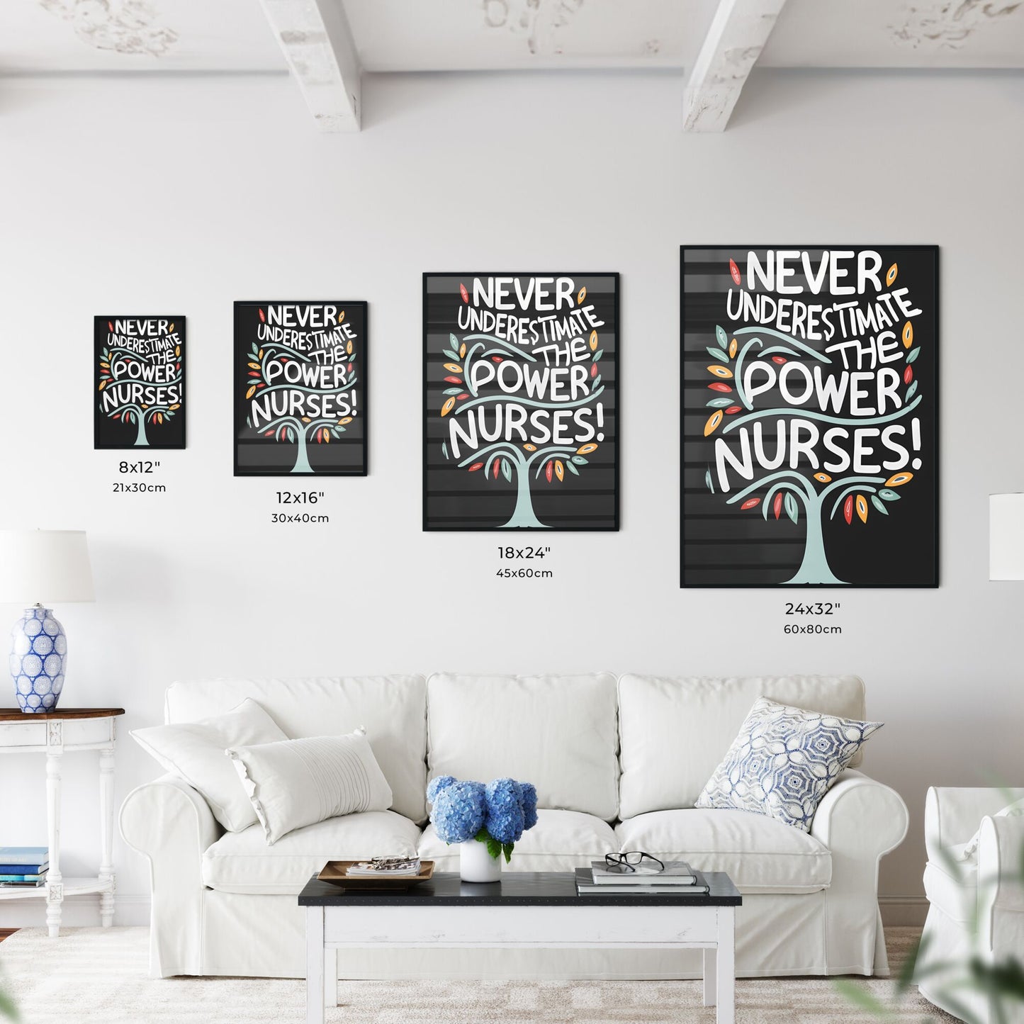 Never Underestimate The Power Of Nurses - A Tree With Leaves And Text On It Art Print Default Title