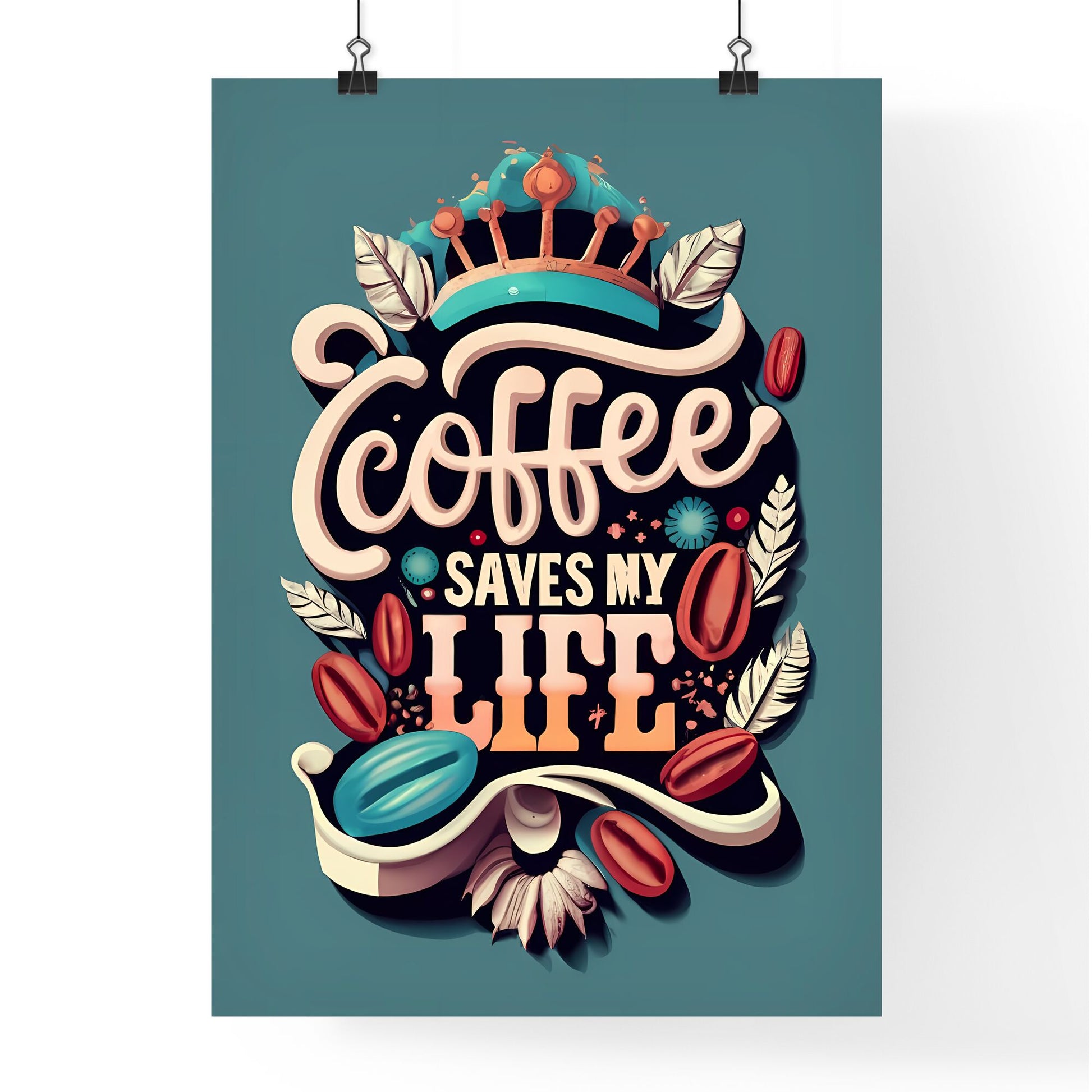 Coffee Saves My Life - A Logo With Coffee Beans And Leaves Default Title